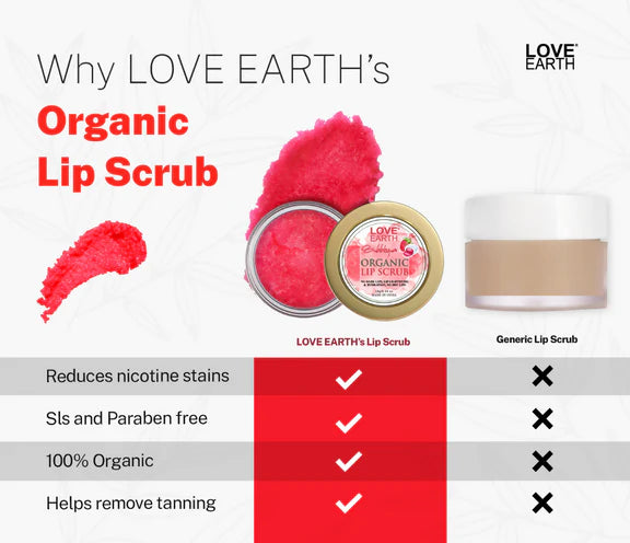 Love Earth Organic Lip Scrub with Shea Butter And Vitamin-E For Lip Hydration And Repair - 10 gm