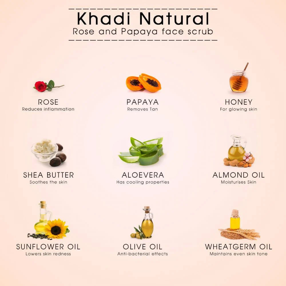 Khadi Natural Rose & Papaya Ayurvedic Face Scrub - 50 gm