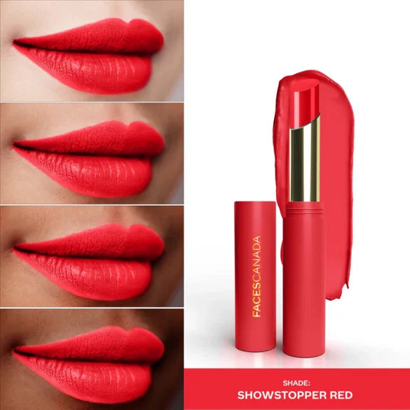 Faces Canada 3 in 1 LongStay Matte Lipstick - Showstopper Red 09 - 2 gm