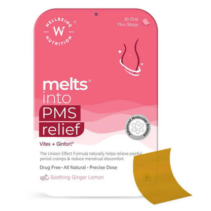 Wellbeing Nutrition Melts into PMS Relief Disintegrating Strips - Soothing Ginger Lemon