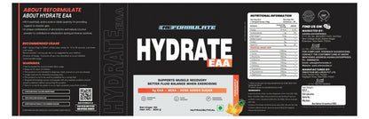 Reformulate Hydrate EAA I Supports Muscle Recovery | Zero Added Sugar | Improved Focus I Fluid Balance - Pine Apple - 300 gm