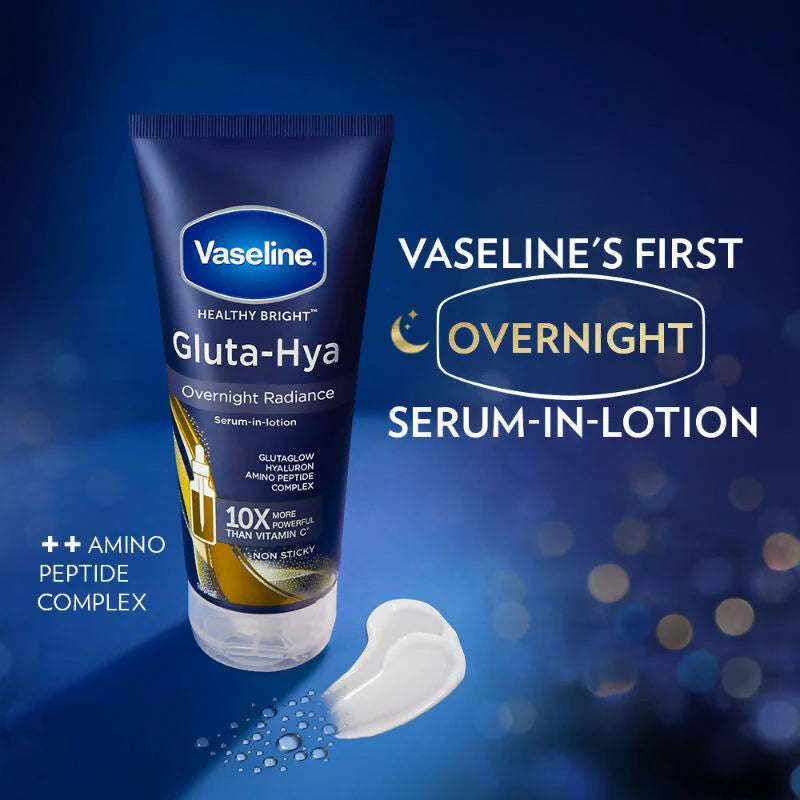 Vaseline Gluta-Hya Overnight Radiance Serum-In-Lotion With Amino Peptide & Gluta Glow -200 ml