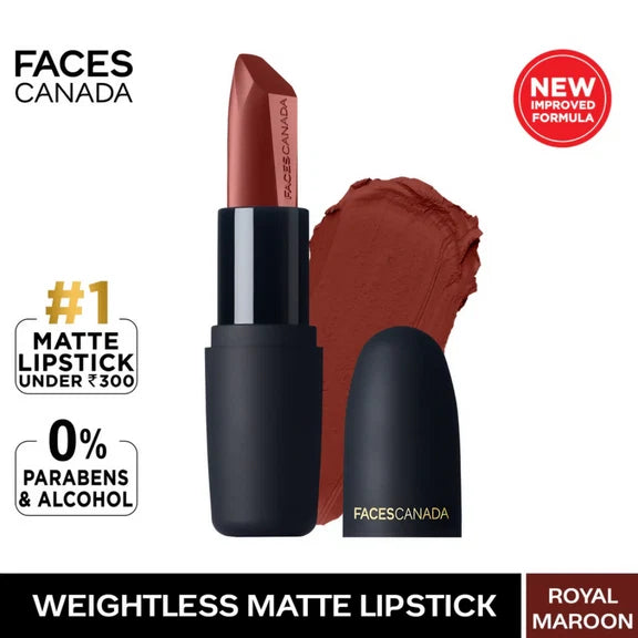 Faces Canada Weightless Matte Finish Lipstick - Royal Maroon 16 - 4 gm