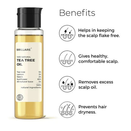 Brillare Tea Tree Hair Oil with The Goodness of Lemon & Sunflower Oil Dry - 100 ml