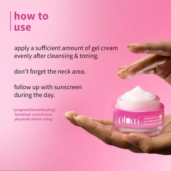 Plum Bulgarian Rose And 1% Hyaluronic Acid Dew-It-Light Gel Cream - 50 gm