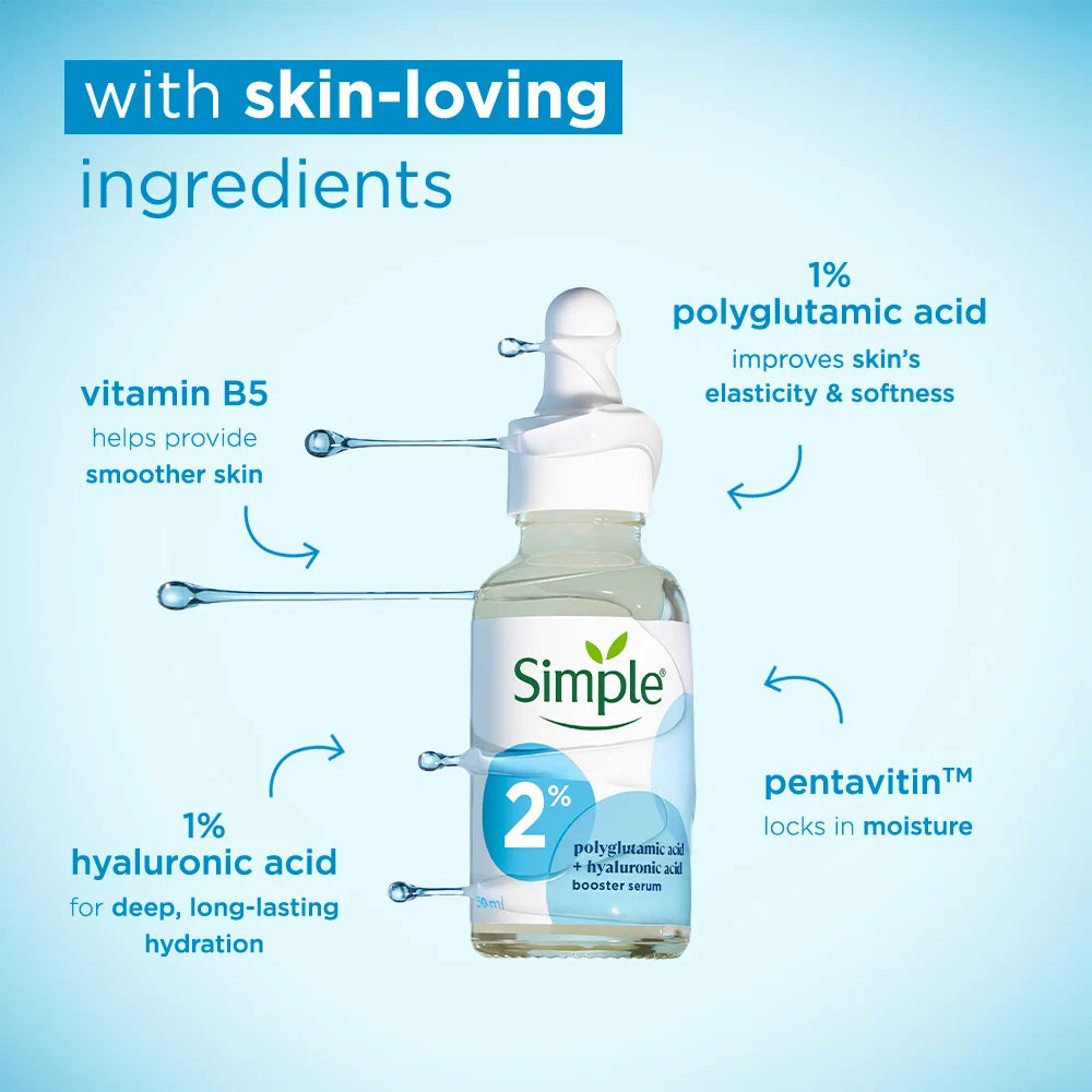 Simple 2% Hyaluronic Acid + Polyglutamic Acid Booster Serum