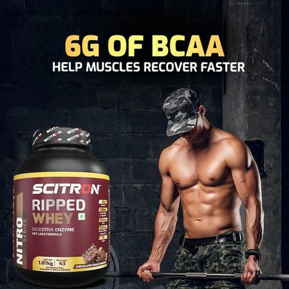Scitron Ripped Whey Protein Powder Flavor Chocolate Fudge Brownie - 1.81 kg
