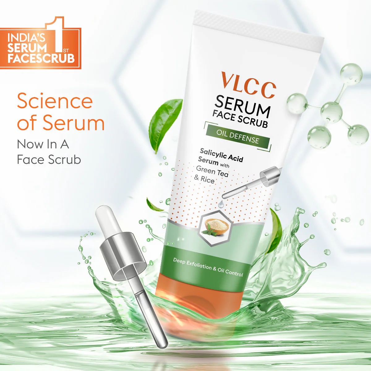 VLCC Oil Defense Scrub With Salicylic Acid Serum Green Tea & Rice