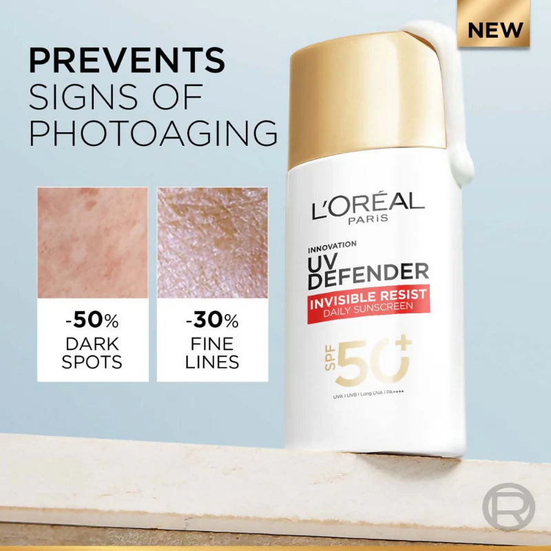 L'Oreal Paris UV Defender Invisible Resist Daily Sunscreen SPF 50+ PA++++ - 50 ml