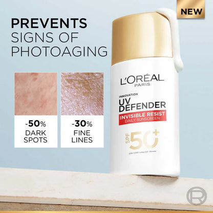 L'Oreal Paris UV Defender Invisible Resist Daily Sunscreen SPF 50+ PA++++ - 50 ml