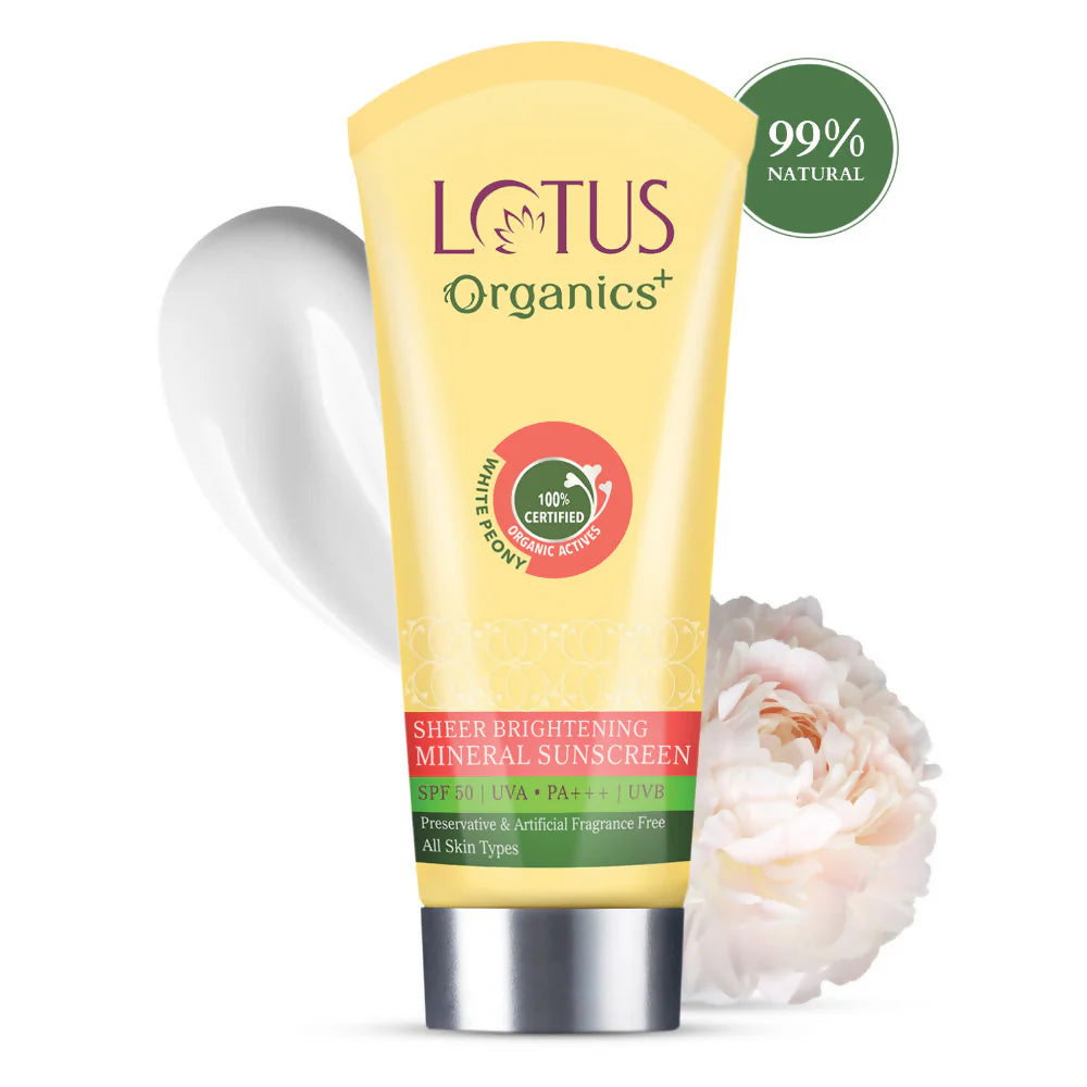 Lotus Organics Sheer Brightening Mineral Sunscreen SPF 50 PA +++ - 50 gm
