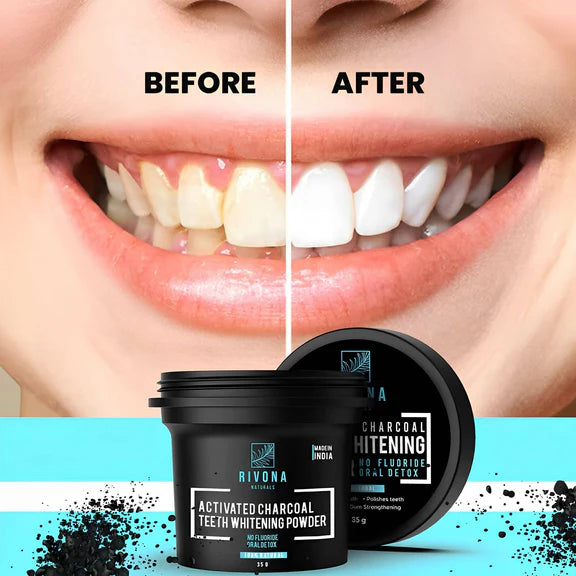 Rivona Naturals Activated Charcoal Teeth Whitening Powder - 35 gm