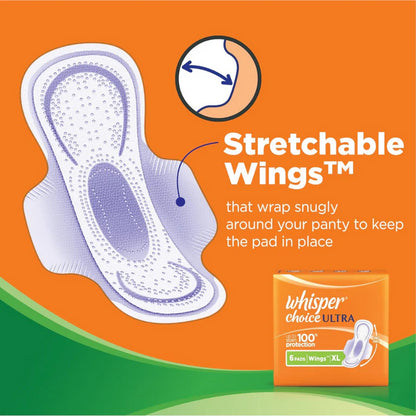 Whisper Choice Ultra Sanitary Pads Large Size - 6 Pieces - XL