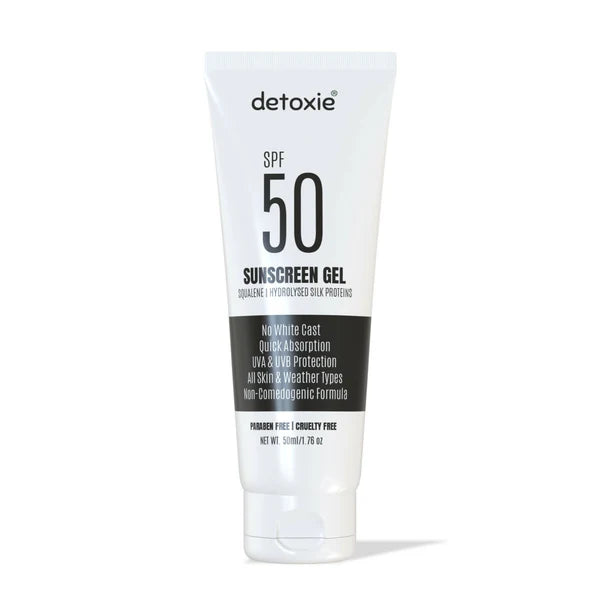 Detoxie Squalene & Silk Protiens SPF50 Sunscreen Gel For All Skin Types - 50 ml - Pack of 1