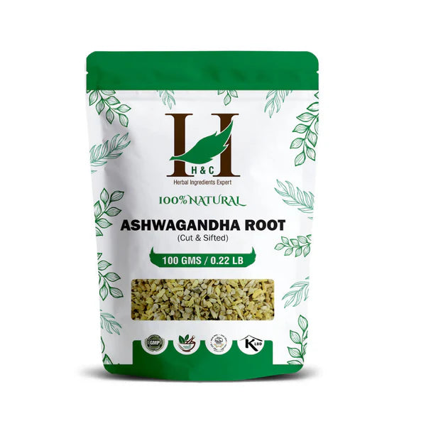 H&C Herbal Ashwagandha Roots Cut & Shifted Herbal Tea Ingredient - 100 gm