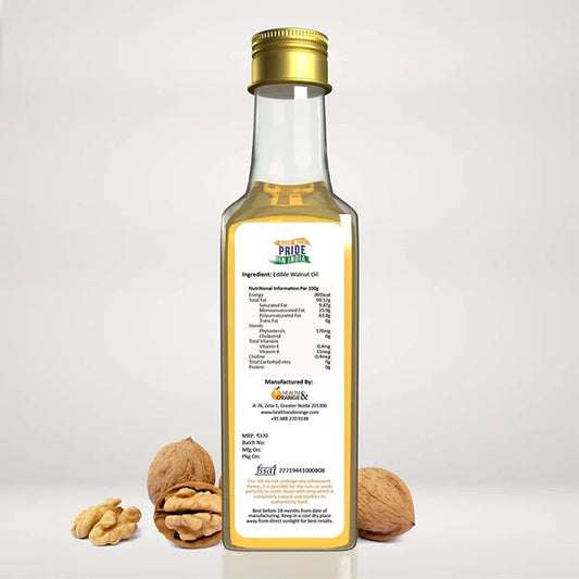 H&O 100% Pure Cold Pressed Edible Walnut Oil - 100 ml