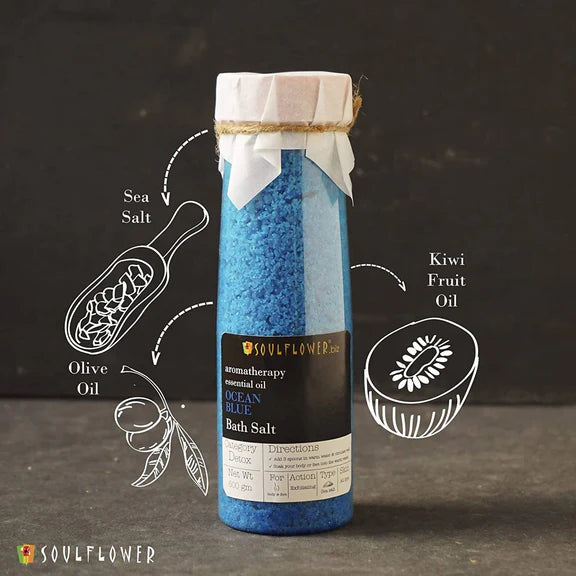 Soulflower Aromatherapy Essential Oil Ocean Blue Bath Salt - 500 gm