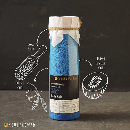 Soulflower Aromatherapy Essential Oil Ocean Blue Bath Salt - 500 gm