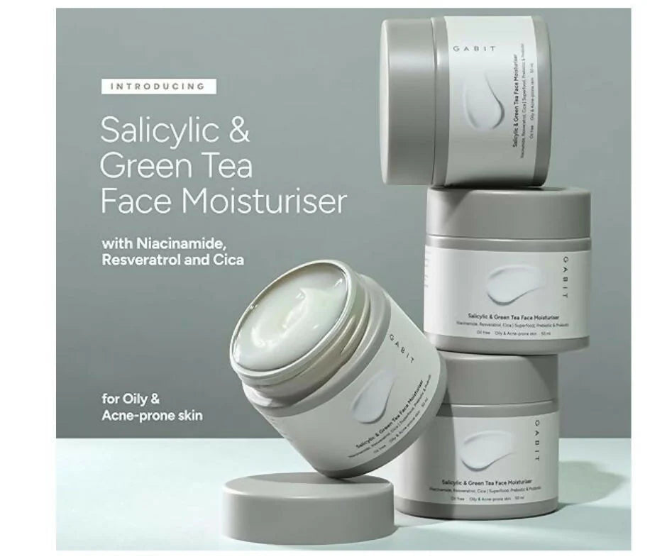 Gabit Salicylic Acid & Green Tea Face Moisturiser For Acne, Blackheads & Open Pores - 50 ml