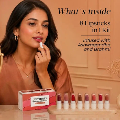 Herb Enriched Ayurvedic Lipstick Micro-Mini Kit - 8 shades