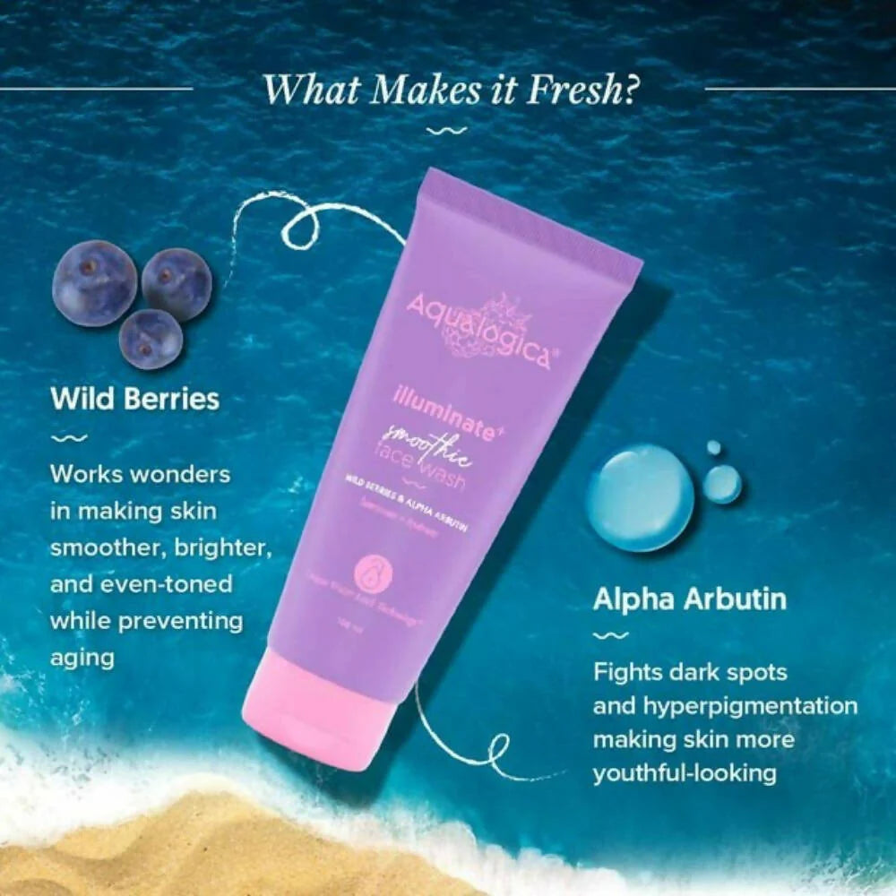 Aqualogica Illuminate+ Smoothie Face Wash With Wild Berries & Alpha Arbutin - 100 ml
