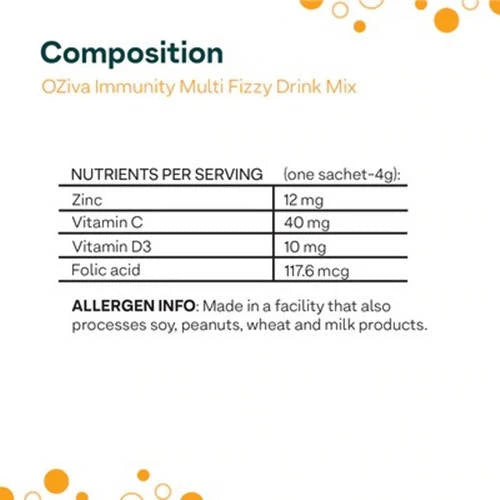 OZiva Plant Based Immunity Multivitamins Fizzy Drink Mix -6 Sachets