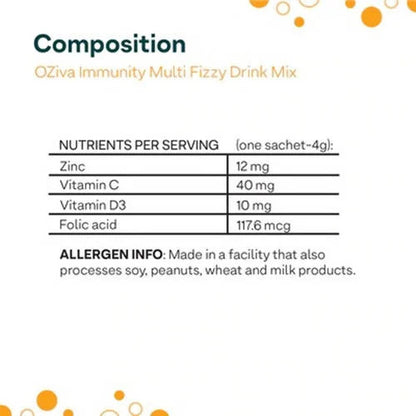 OZiva Plant Based Immunity Multivitamins Fizzy Drink Mix -6 Sachets