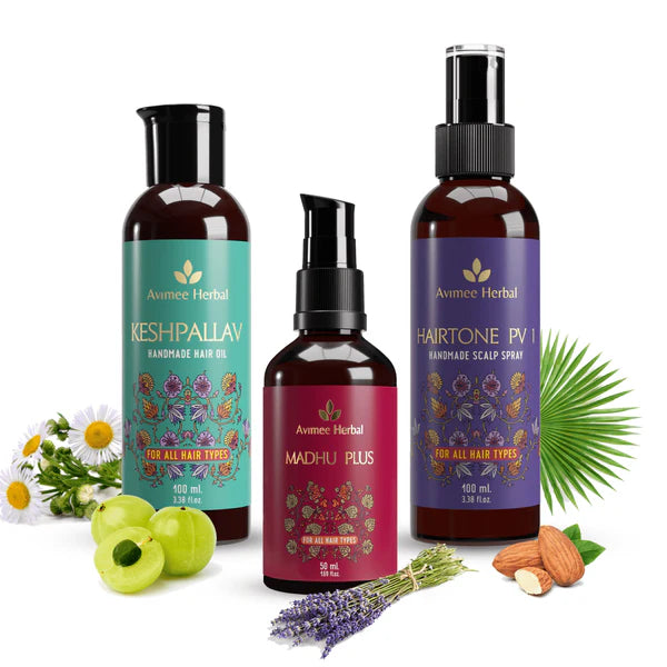 Avimee Herbal Anti-Hair Fall Kit - Oil, Scalp Spray, and Serum, Controls Hair Fall and Nourishes Hair Root - kit