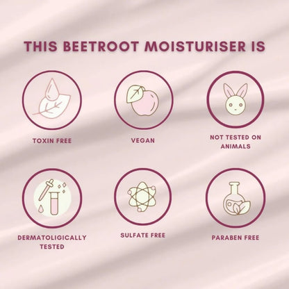 The Skin Diet Company Beetroot Moisturiser Lightweight, Non-Greasy - Dry/Oily Skin + Hyaluronic Acid - 15 ml