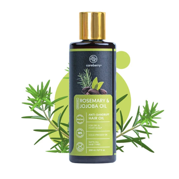 Careberry Organic Rosemary & Jojoba Anti Dandruff Hair Oil - 200 ml
