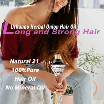 Urbaano Herbal Natural 21 Onion Hair Oil & Fermented Rice Extract Rich Shampoo - combo