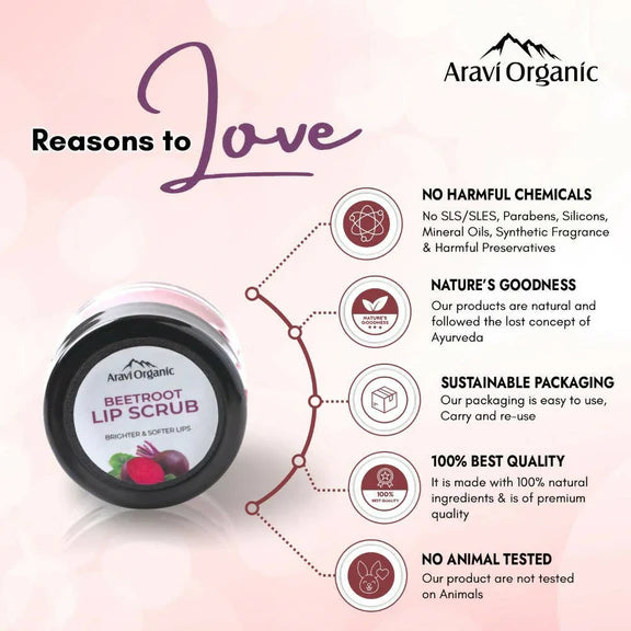 Aravi Organic Beetroot Lip Lightening Scrub Balm - 15 gm