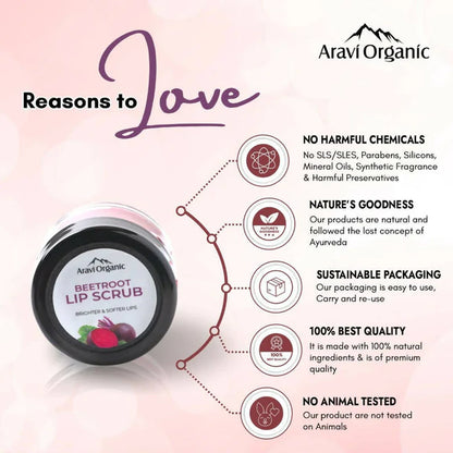 Aravi Organic Beetroot Lip Lightening Scrub Balm - 15 gm