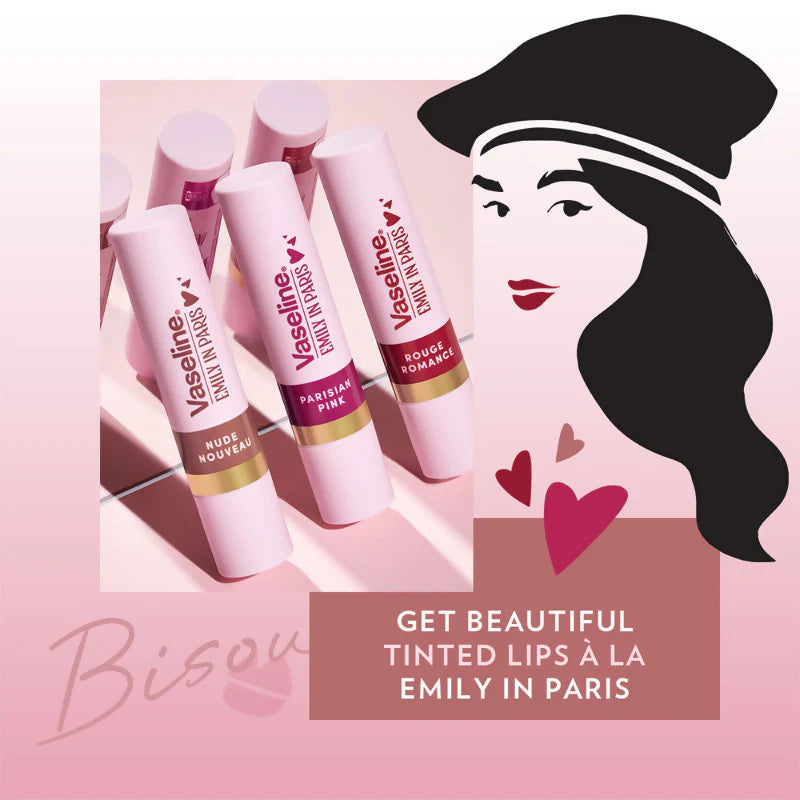 Vaseline Emily In Paris Tinted Lip Balm Stick - Nude Nouveau - 3 gm