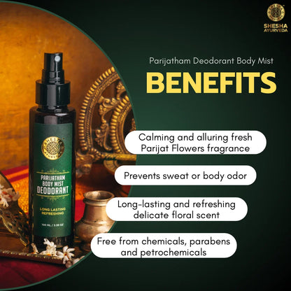 Parijatham Deodorant Body Mist | Long-Lasting Fragrance, Refreshing, All-Day Freshness, Delicate Floral Scent