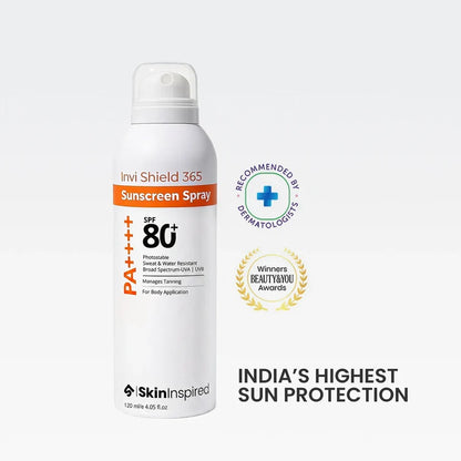 Invi Shield 365 Body Sunscreen Spray SPF 80+ PA ++++ (120ml)