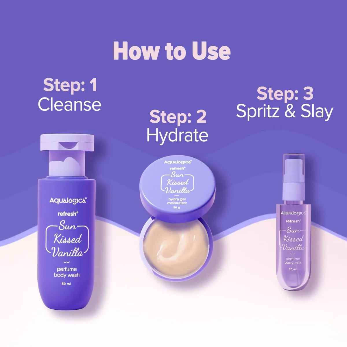 Aqualogica Refresh+ Vanilla Body Care Gift Set Kit - combo