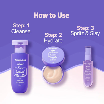Aqualogica Refresh+ Vanilla Body Care Gift Set Kit - combo