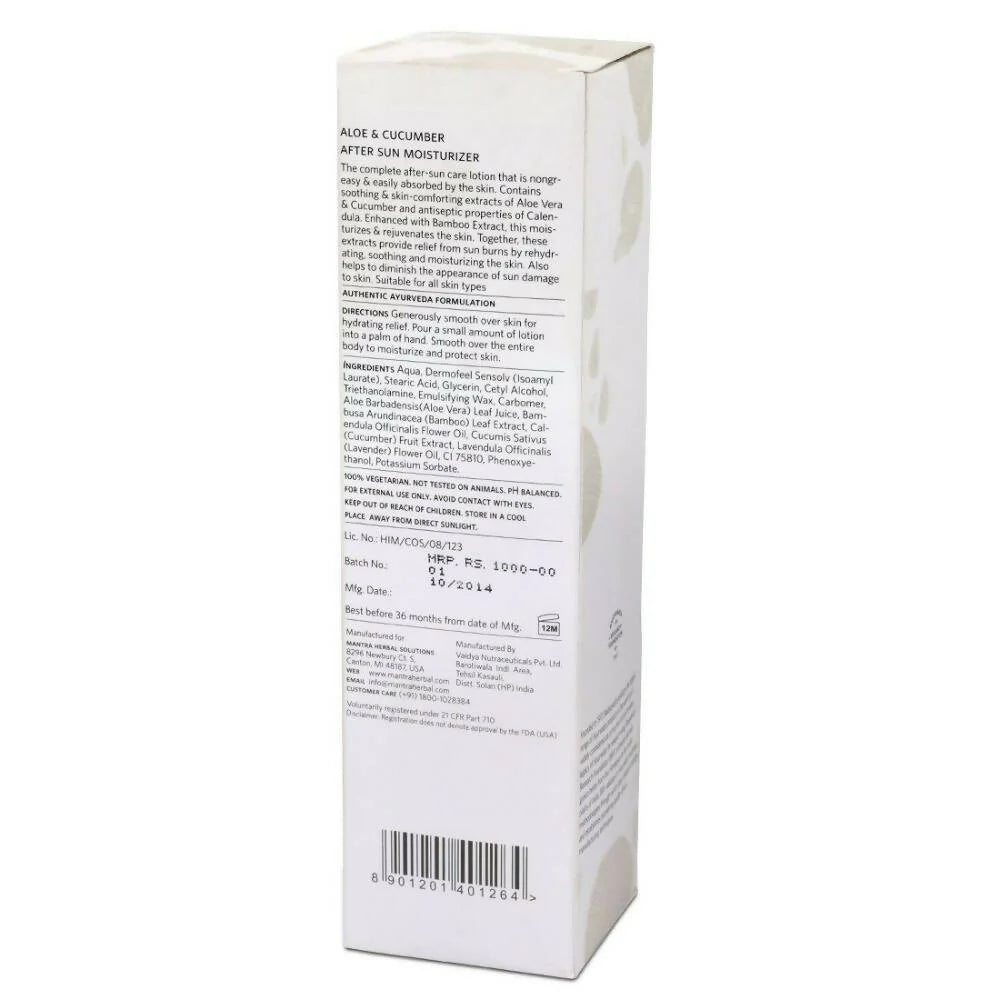 Mantra Herbal Aloe and Cucumber After Sun Moisturiser - 250 ml