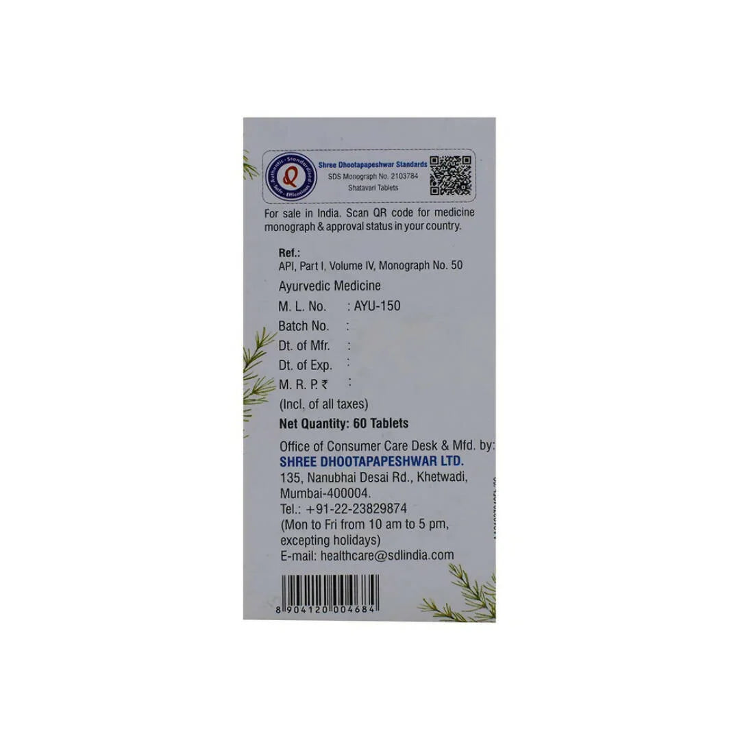 Dhootapapeshwar Satavari Tablets -60 tabs