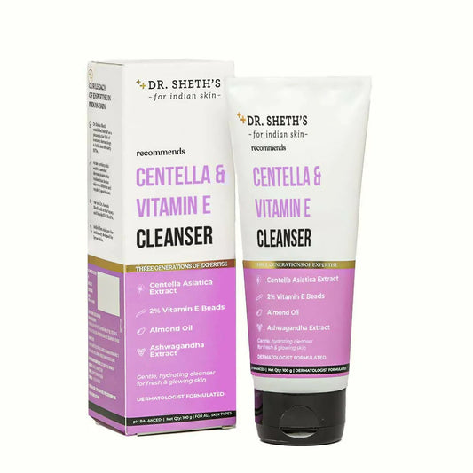 Dr. Sheth's Centella & Vitamin E Cleanser - pH Balanced, Gently Cleanses & Hydrates, For Normal, Oily & Sensitive Skin