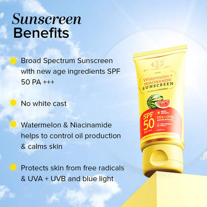 Khadi Natural Watermelon + Niacinamide Sunscreen SPF 50 PA+++ - 100 gm