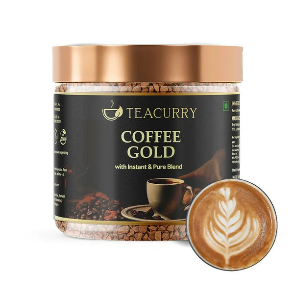 Teacurry Gold Instant Coffee Powder - Arabica Freeze Dried Coffee for Instant Hot & Cold Coffee - 50 gm