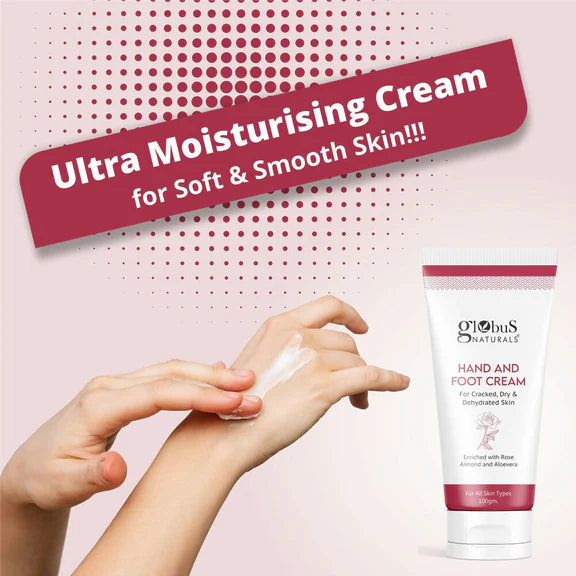 Globus Naturals Nourishing Hand & Foot Cream, On The Go Hydration - 100 gm