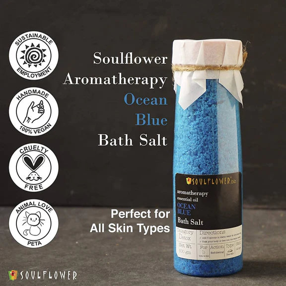 Soulflower Aromatherapy Essential Oil Ocean Blue Bath Salt - 500 gm