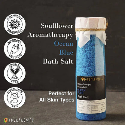 Soulflower Aromatherapy Essential Oil Ocean Blue Bath Salt - 500 gm