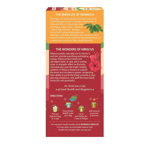 Organic India Moringa Hibiscus Tea Bags - 25 Tea Bags