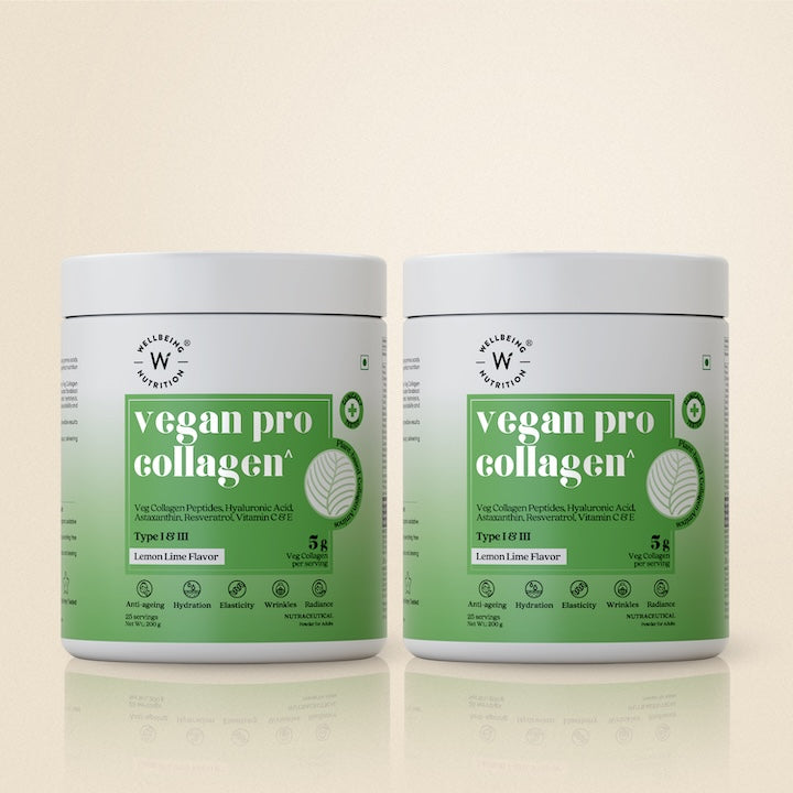 Wellbeing Nutrition Vegan Pro Collagen, Hyaluronic Acid, Skin & Hair, Lemon Lime Flavour