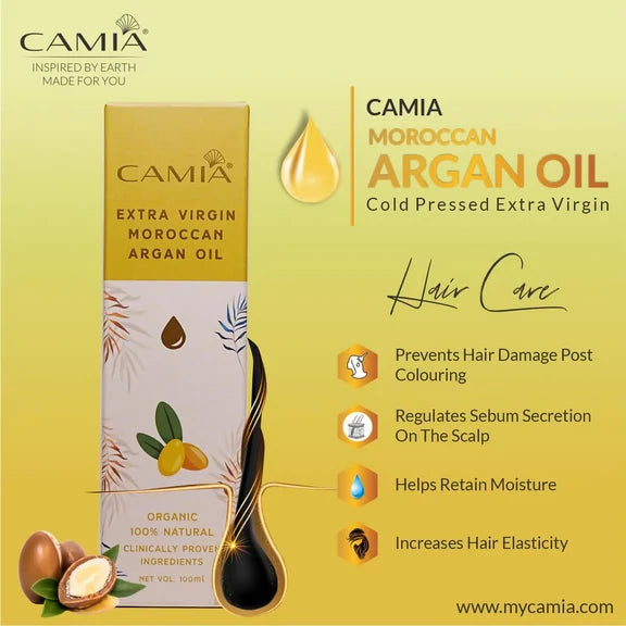 Camia Organic Moroccan Argan Oil For Skin & Hair - 100 ml