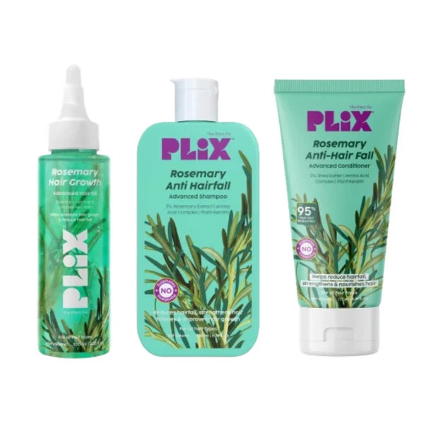 PLIX The Plant Fix Rosemary Hair Growth Advanced Hair Oil, Anti Hairfall Shampoo & Conditioner - Combo